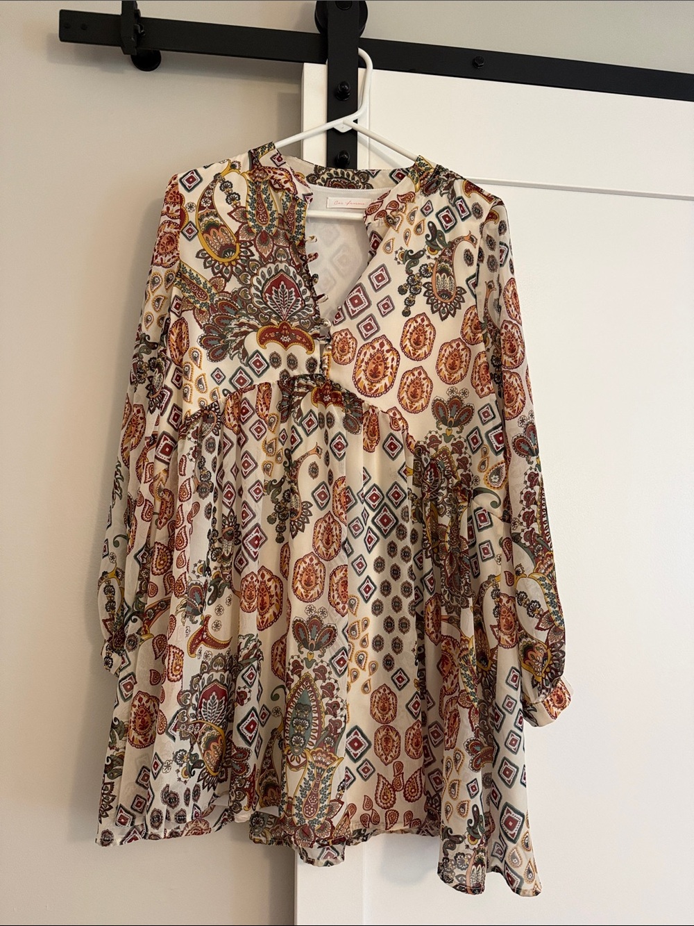 Ces Femme Cream Paisley & Geometric Mini Dress